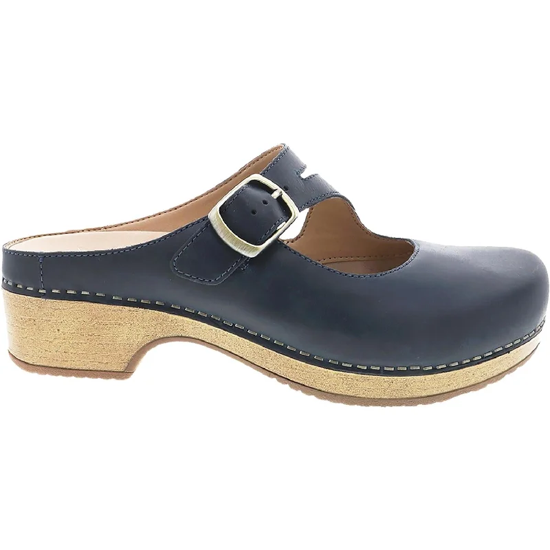 Stylish Winter Footwear Women's Dansko Britney Blue Oiled Pull Up Leather