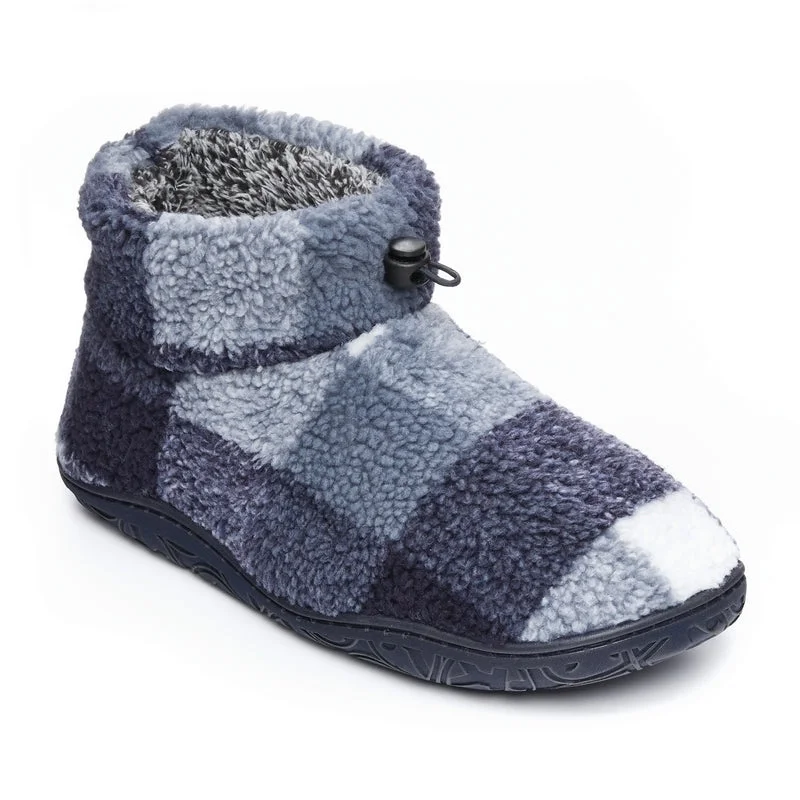Casual Booties For Sale Neeson - Shorter Length Check Sherpa Slipper Boot - Navy Check