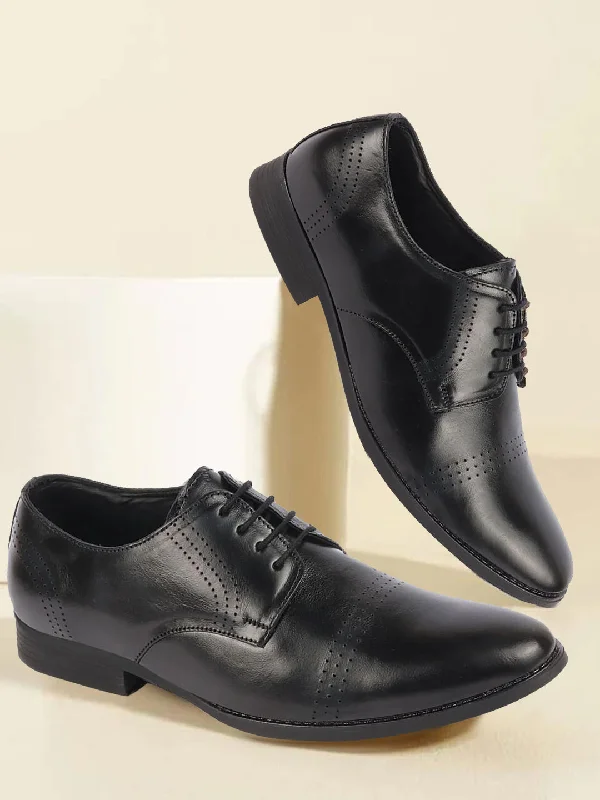 Comfortable Hiking Footwear Men Black Party Formal Office Genuine Leather Lace Up Shoes