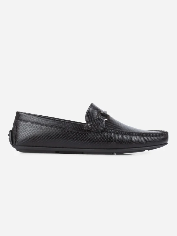Breathable Hiking Footwear Men's Black Moc Toe Buckle Loafer (IX4114)
