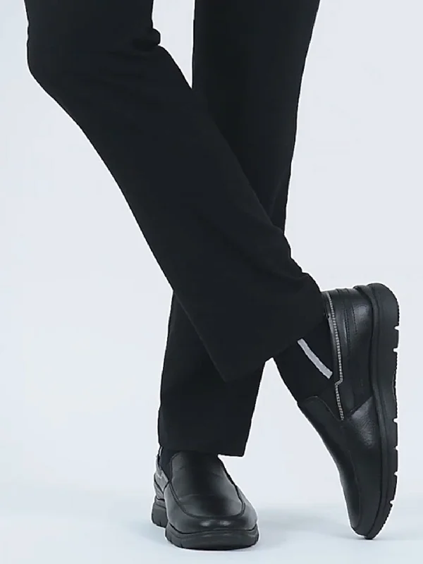 Breathable Hiking Footwear Men Black Genuine Leather Feather Lightweight EVA Sole Formal Office Comfort Broad Feet Slip On Shoes
