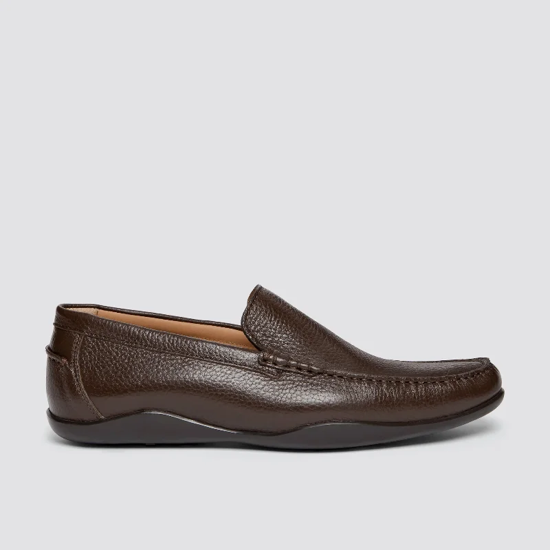 Fashionable Work Sneakers Greenwich Deerskin Dark Brown