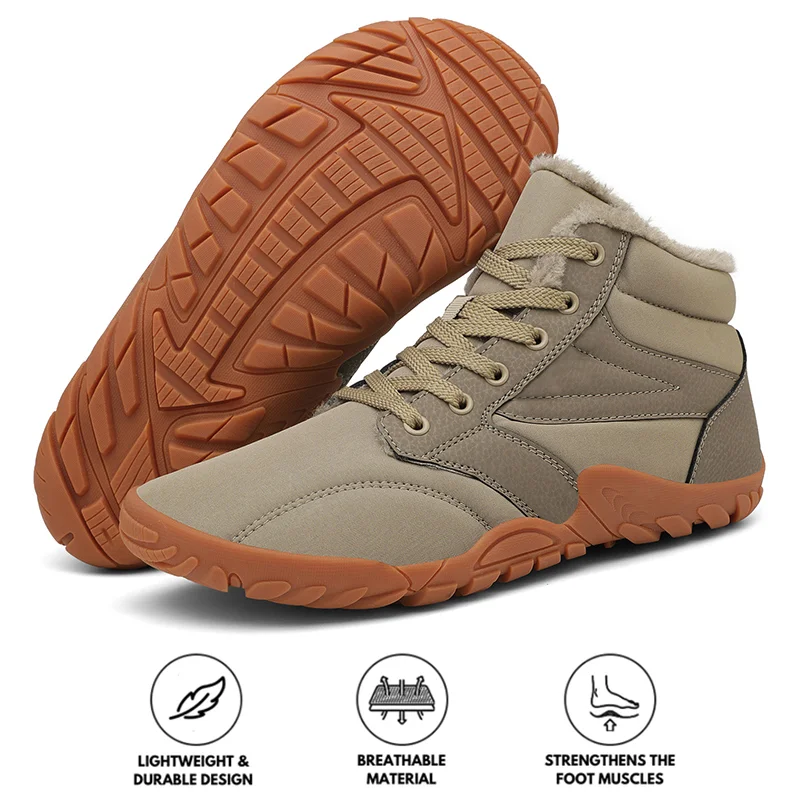 Comfortable Loafers For Women Snow Boots Winter Warm Mid-Tube Hiking Shoes Footwear Non-slip & Waterproof Winter Barefoot Shoe (Unisex)