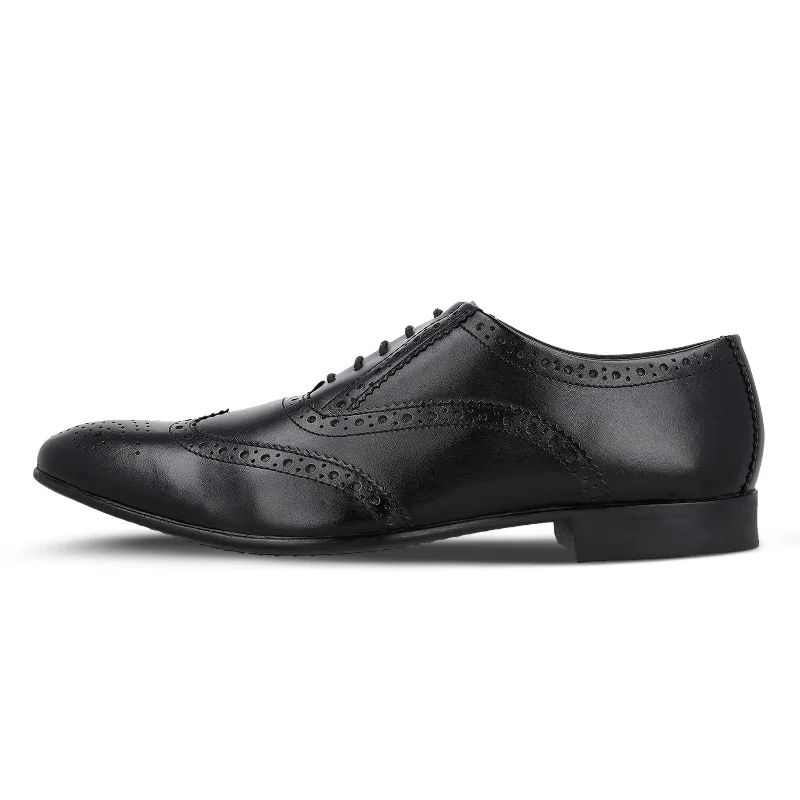 Trendy Sports Sneakers Walkaroo  Leather Men formals Shoes - WF6055 Black