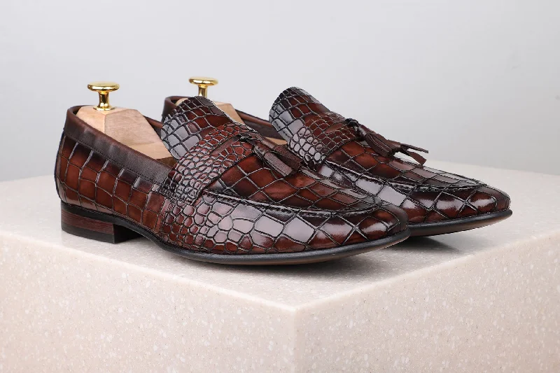Designer Work Shoes Formal Slippons-Coffee