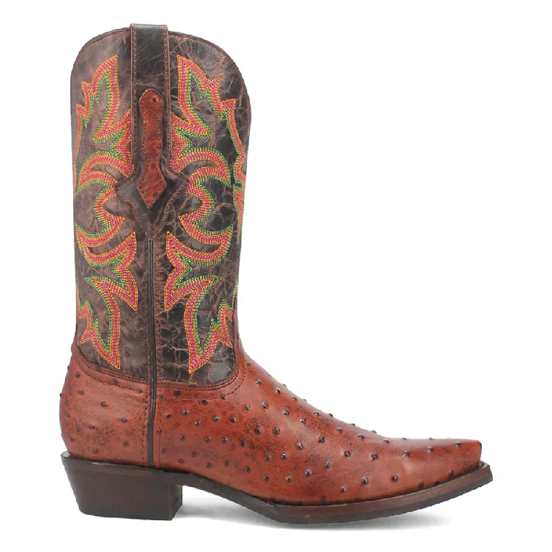 Trendy Casual Sandals Outlaw Embroidered Ostrich Print Snip Toe Cowboy Boots