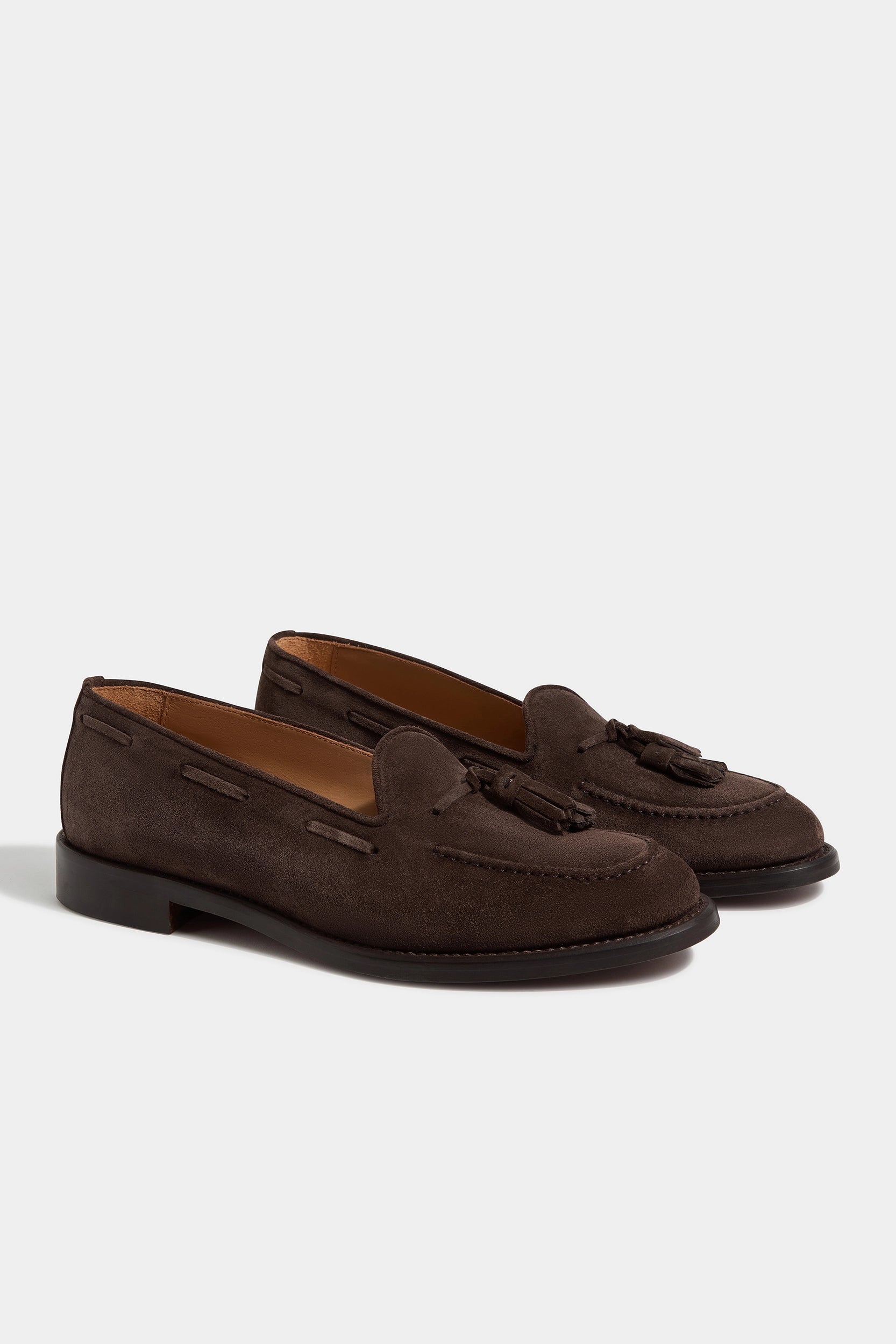 Luxury Hiking Shoes Brown suede tassel loafers - Made In Italy