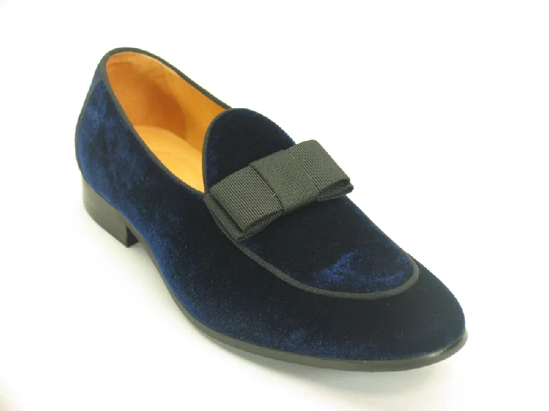 Trendy Walking Shoes Carrucci KS525-102V Velvet Prom Loafer - Navy