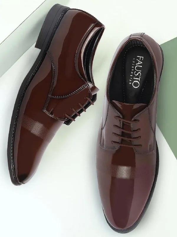 Chic High Heels Collection Men Tan Patent Leather Party Formal Textured Strip Lace Up Shoes Chic High Heels Collection Men Tan Patent Leather Party Formal Textured Strip Lace Up Shoes