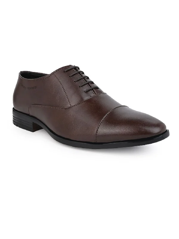 Waterproof Loafers Alberto Torresi Men's Formal Shoes Synthetic Brown Lace-Up Design