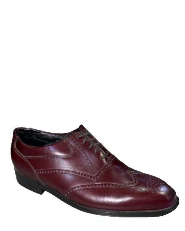 High Fashion Work Boots Men's Eaton Oxford Shoes In Burgundy