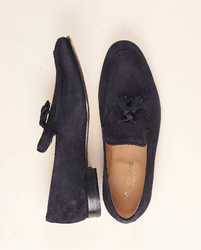 Stylish High Heel Sandals Mirto - Men's Tassel Loafer Navy Suede