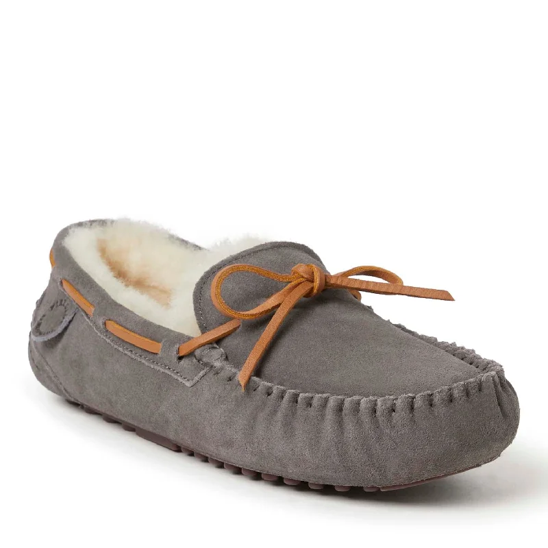 Breathable Sports Shoes Fireside By Dearfoams Men's Victor Genuine Shearling Moccasin with Tie