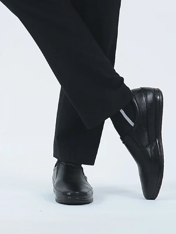 Outdoor Athletic Shoes Men Black Formal Office Genuine Leather Slip On Shoes