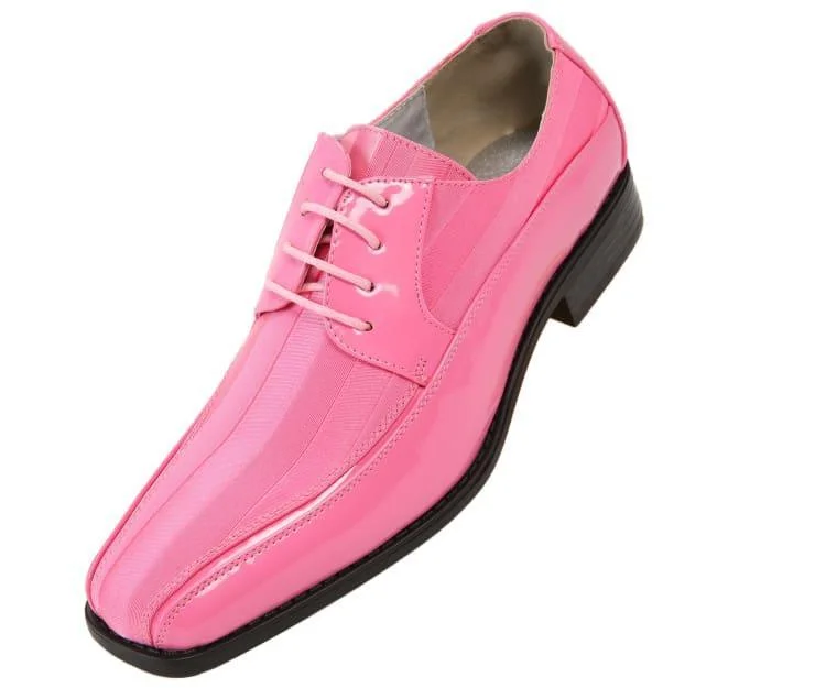 Fashionable Loafers For Sale Men's Striped Satin and Matching Patent Upper Shoes Color Pink