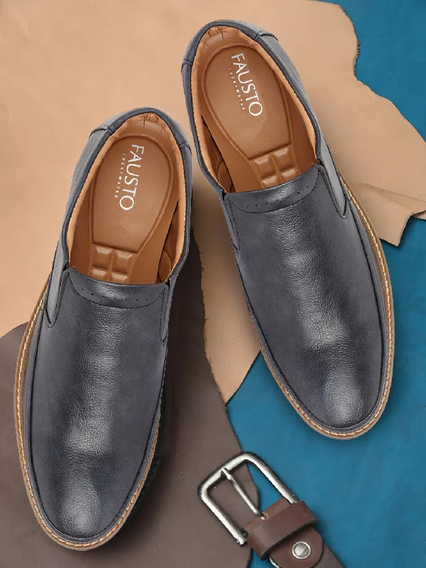 Summer Sports Shoes Men Navy Blue Formal Superior Comfort Slip On Shoes