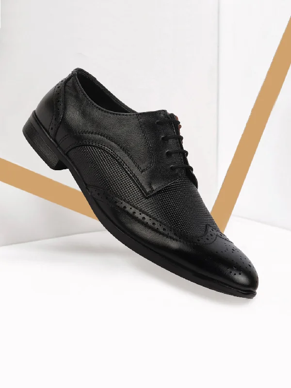 Comfortable Formal Footwear Men Black Formal Office Party Genuine Leather Lace Up Brogue Shoes