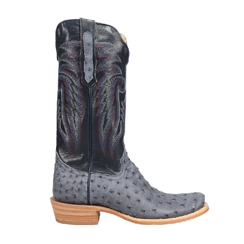 Comfortable Winter Sandals Full Quill Ostrich Embroidered Square Toe Cowboy Boots