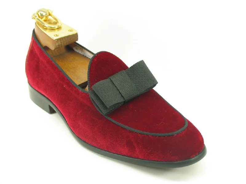 Fashionable Work Sneakers Carrucci KS525-102V Velvet Prom Loafer - Red