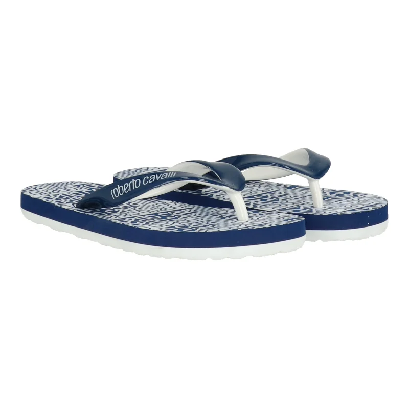 Trendy High Heels For Sale Roberto Cavalli Kids Blue/White Flip Flop