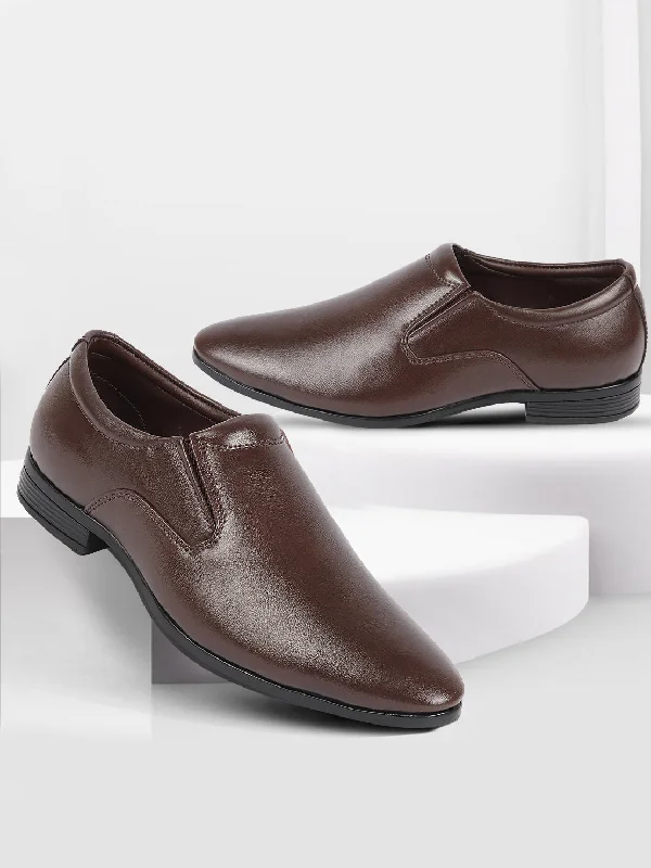 Outdoor Work Boots Men Brown Formal Office Meeting Slip On Shoes