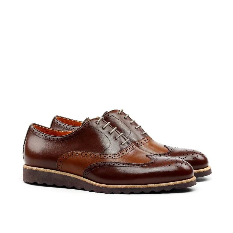 Warm Hiking Boots Unique Handcrafted Chestnut Brown Wingtip Oxford w/ Full Brogue by Le Ruux