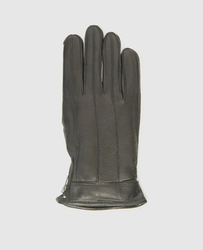 Vintage Boots Collection Gloves with zipper - Black