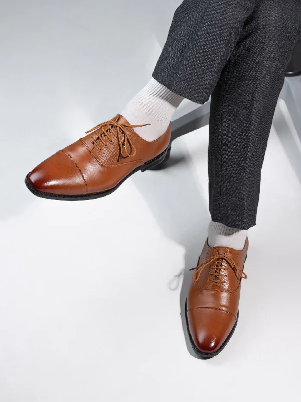 Trendy Sports Footwear Alberto Torresi Formal/Suit Wear Tan Synthetic Lace Up With Branding