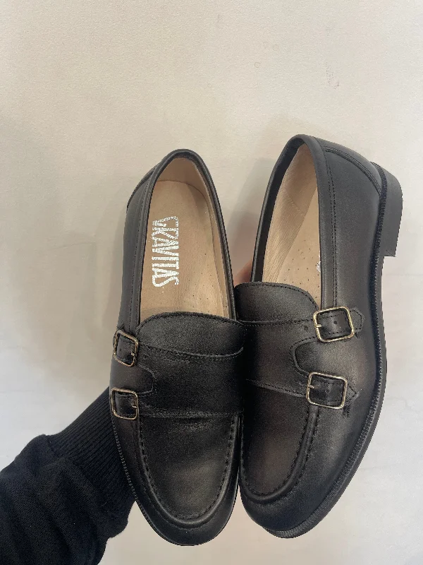 Comfortable Slippers Online Gravitas Black Monkstrap Dress Shoe