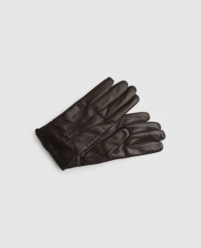 Stylish Running Sneakers Gloves with stitching - Dark Brown
