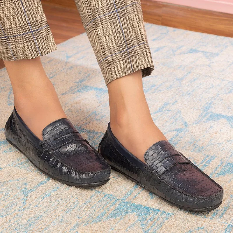 Slip-On Winter Shoes The Avyo Blue Men's Leather Loafers Tresmode