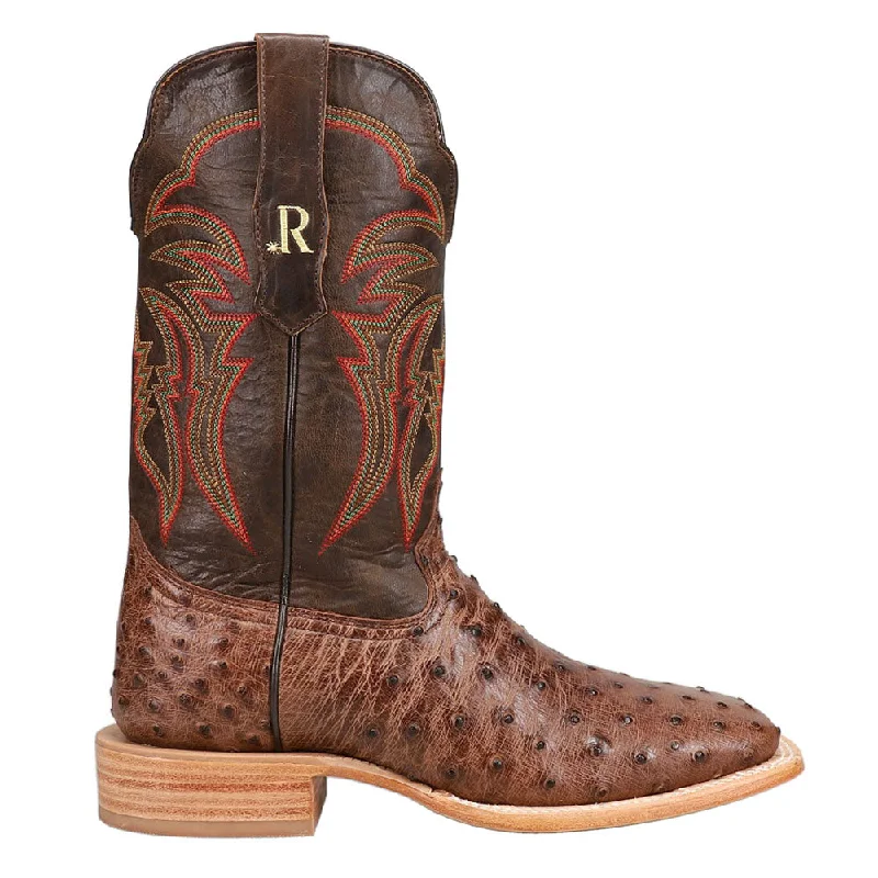 Breathable Hiking Footwear Full Quill Ostrich Embroidered Square Toe Cowboy Boots