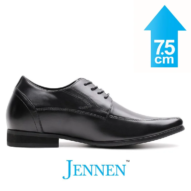 Comfortable Slippers Online Mr. Bruch Black | 7.5cm Taller - Men's Business Elevator Shoes