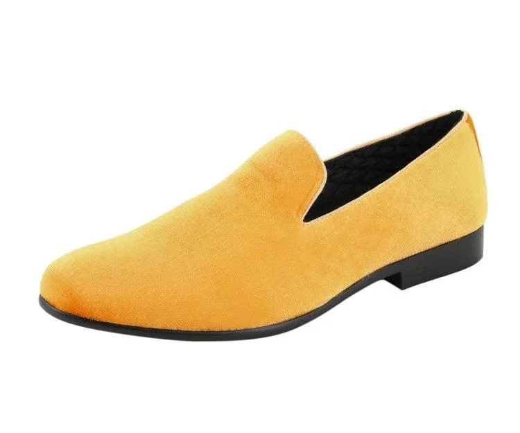 Designer Hiking Boots Yellow Suede Smoking Slipper Shoes