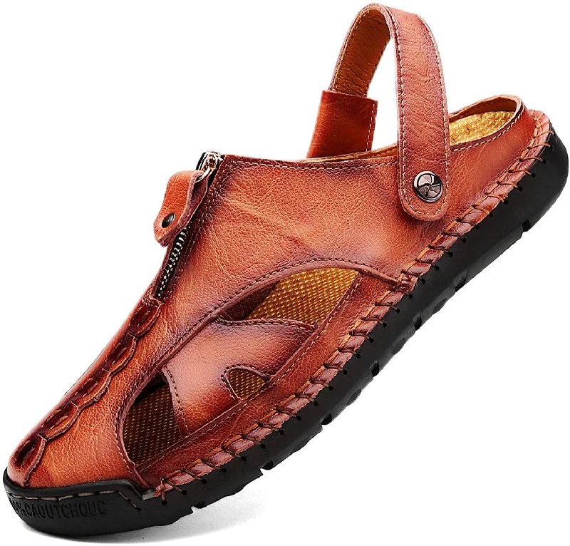 Luxury Hiking Shoes Men's Casual Closed Toe Leather Handmade Sandals Adjustable Fisherman Beach Sandals for Walking Walking Outdoors Luxury Hiking Shoes Men's Casual Closed Toe Leather Handmade Sandals Adjustable Fisherman Beach Sandals for Walking Walking Outdoors