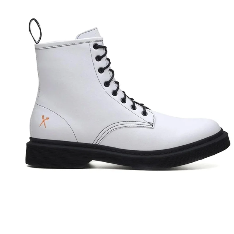 Comfortable Slippers Online 'London 2' Vegan Lace-Up Boot by King55 - White