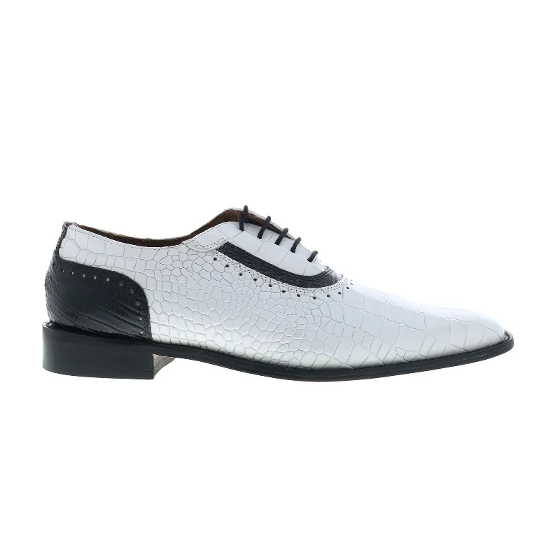Casual Sports Footwear Stacy Adams Riccardi 25575-111 Mens White Oxfords & Lace Ups Plain Toe Shoes