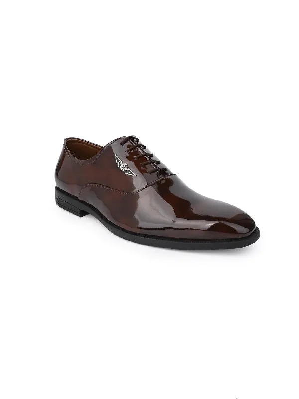 Summer Sports Shoes Alberto Torresi Brown Patent Lace up Formal Shoes