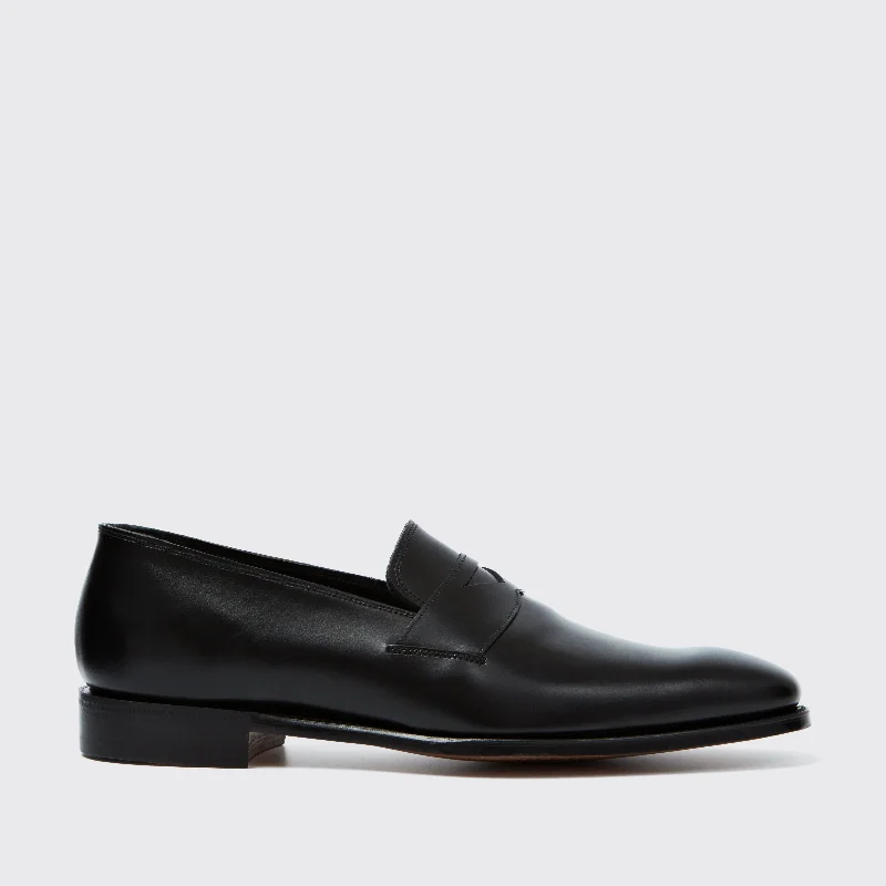 Luxury Leather Sneakers Brompton Satin Calf Black