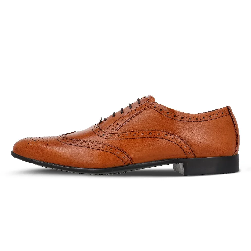 Breathable Sports Shoes Walkaroo  Leather Men formals Shoes - WF6055 Tan