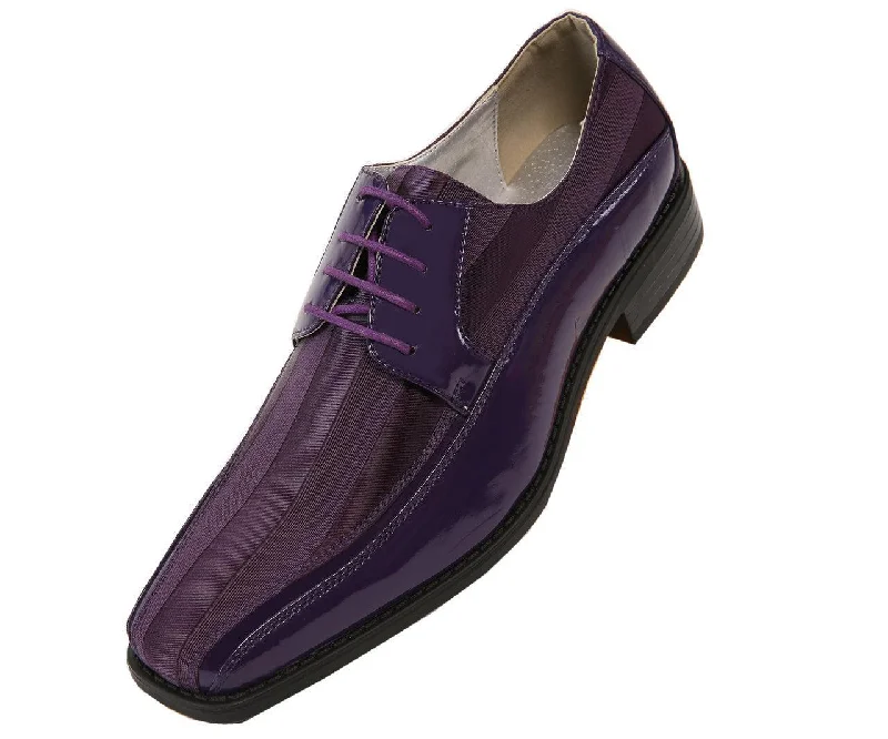Best Dress Shoes Men's Striped Satin and Matching Patent Upper Shoes Color Purple