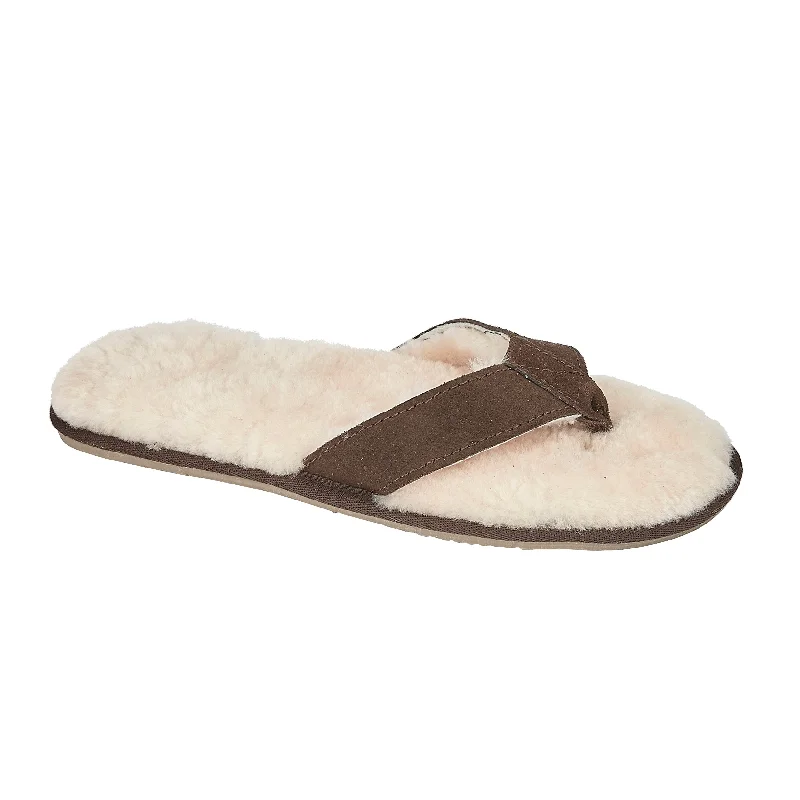 Comfortable Platform Shoes ARTHUR Mens Flip Flop Sheepskin Slippers