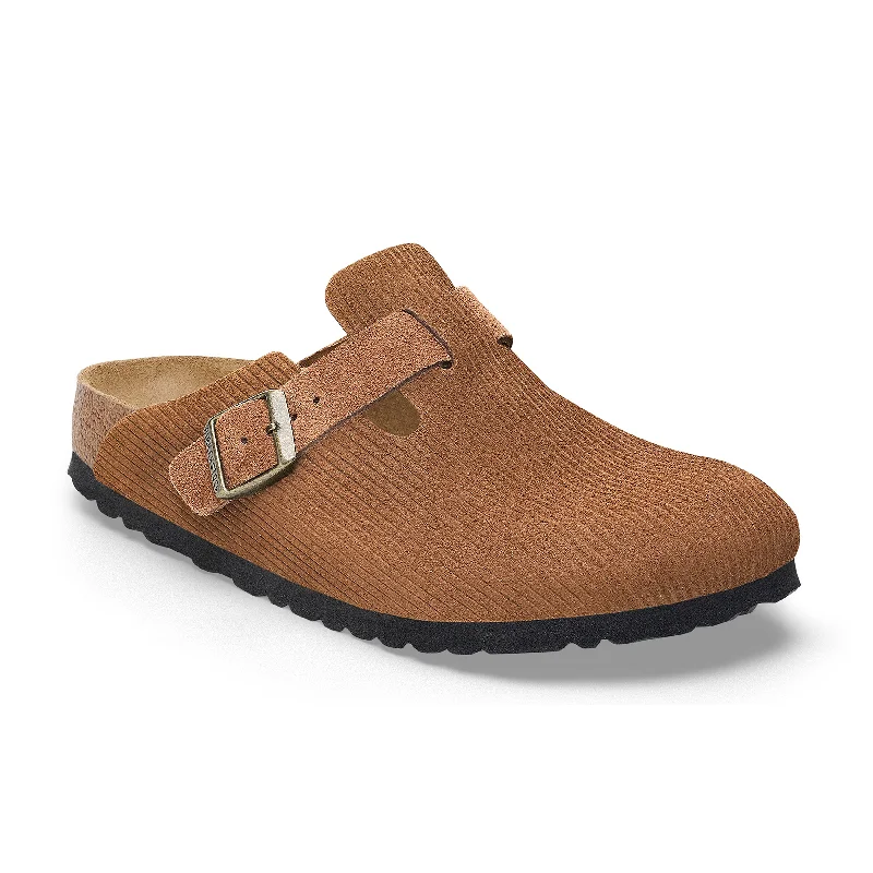 Durable Flip Flops Boston Corduroy Dark Tea Embossed Suede Leather