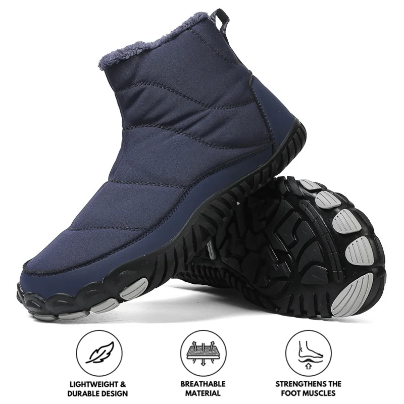Slip-On Shoes For Men Snow Boots Winter Warm Outdoor Casual Hiking Shoes Wear-Resistant Non-slip & Waterproof Winter Barefoot Shoe (Unisex)