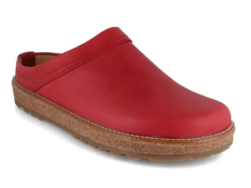 Casual Sports Footwear HAFLINGER Men Women Leather Clogs 'Travel Classic', red