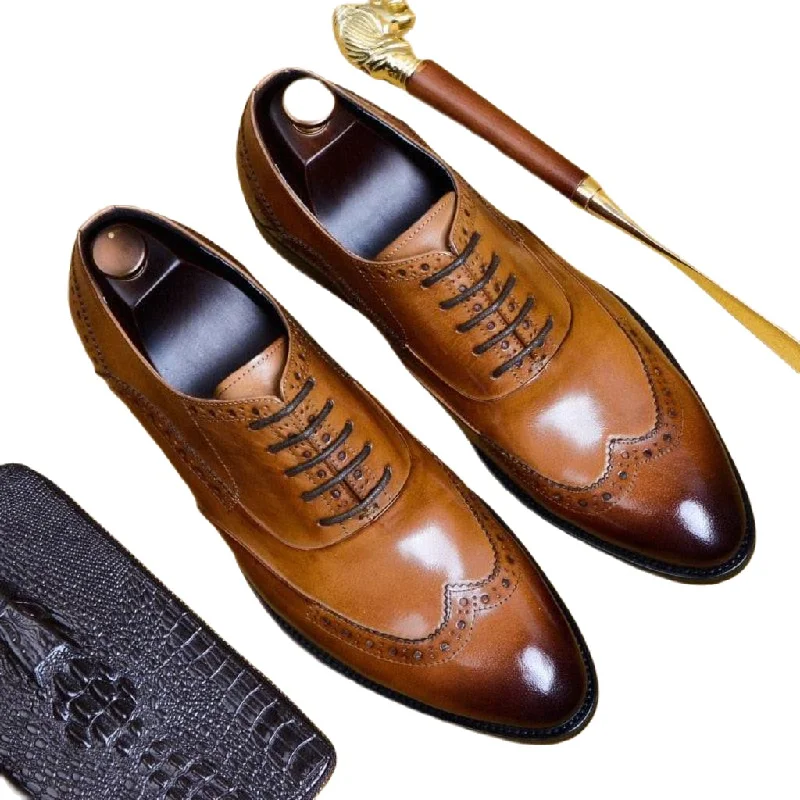 Comfortable Dress Flats La Finezza 2 - Formal Dress Shoes Genuine Leather Oxfords For Men
