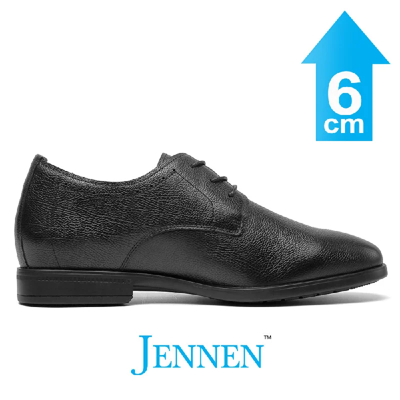Elegant Wedding Shoes Mr. Kennedy 6cm | 2.4 inches Taller Black Lace Up Dress Shoes for Men