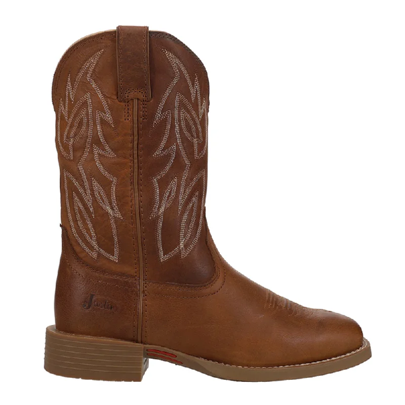 Comfortable Winter Sneakers Canter 11 Inch Water Buffalo Embroidered Square Toe Pull On Cowboy Boots