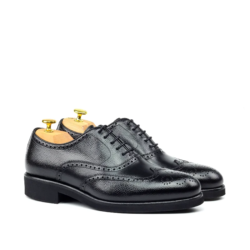 Stylish Casual Footwear Unique Handcrafted Classic Black Box Calf Wingtip Oxford w/ Full Brogue by Le Ruux