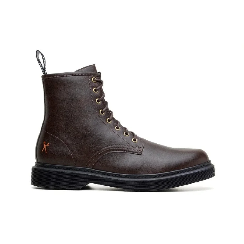Comfortable Winter Sandals 'London 2' matte espresso vegan lace-up boot by King55